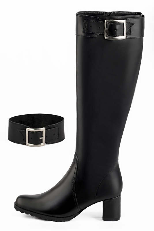 French elegance and refinement for these satin black riding knee-high boots, 
                available in many subtle leather and colour combinations. Record your foot and leg measurements.
We will adjust this pretty boot with zip to your measurements in height and width.
You can customise the boot with your own materials, colours and heels on the "My Favourites" page.
To style your boots, accessories are available from the boots page. 
                Made to measure. Especially suited to thin or thick calves.
                Matching clutches for parties, ceremonies and weddings.   
                You can customize these knee-high boots to perfectly match your tastes or needs, and have a unique model.  
                Choice of leathers, colours, knots and heels. 
                Wide range of materials and shades carefully chosen.  
                Rich collection of flat, low, mid and high heels.  
                Small and large shoe sizes - Florence KOOIJMAN